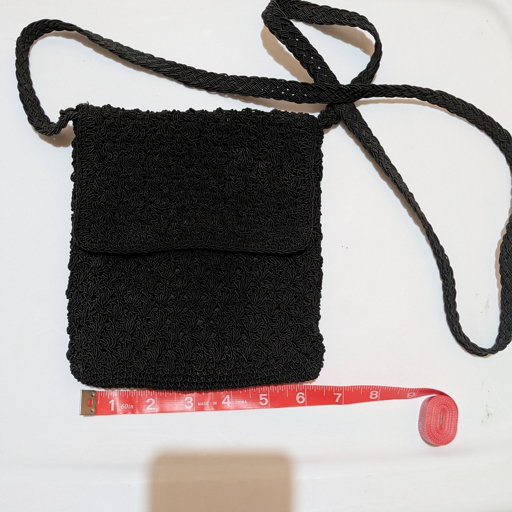 Elegant Black Textured Crossbody Bag